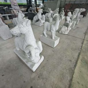 陇南芝麻白雕刻 十二生肖 异形雕刻