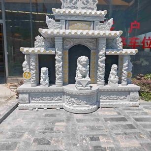 陇南芝麻白中国黑石材套墓 花岗岩墓碑
