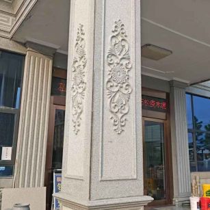 陇南芝麻白别墅雕刻柱子  黄金麻